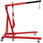 Garvee 2T Engine Hoist - 4000 lbs Folding Hydraulic Car Engine Crane Lifter, Cherry Picker with 6 Iron Caster Wheels, Red
