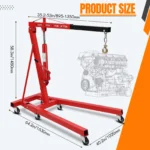 Garvee 2T Engine Hoist - 4000 lbs Folding Hydraulic Car Engine Crane Lifter, Cherry Picker with 6 Iron Caster Wheels, Red - Image 4