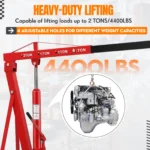 Garvee 2T Engine Hoist - 4000 lbs Folding Hydraulic Car Engine Crane Lifter, Cherry Picker with 6 Iron Caster Wheels, Red - Image 7