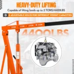 Garvee 4400LBS Engine Hoist, Folding Hydraulic Hoists Cherry Picker, Heavy Duty Engine Crane Lifter, Orange - Image 7