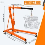 Garvee 4400LBS Engine Hoist, Folding Hydraulic Hoists Cherry Picker, Heavy Duty Engine Crane Lifter, Orange - Image 4