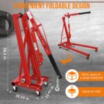GARVEE 2-Ton Foldable Hydraulic Engine Hoist - 4400 LBS Carbon Steel Cherry Picker (Red) - Image 8