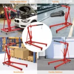 GARVEE 2-Ton Foldable Hydraulic Engine Hoist - 4400 LBS Carbon Steel Cherry Picker (Red) - Image 3