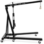 Garvee 4400 lbs Engine Hoist, 2-Ton Heavy-Duty Folding Cherry Picker Hydraulic Shop Crane with 6 Casters for Garage, Workshop, and Warehouse, Black