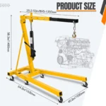 Garvee Engine Hoist,2 TON 4000lbs Folding Hydraulic Car Engine Motor Crane Lifter,Cherry Picker with 6 Iron Caster Wheels - Yellow - Image 5