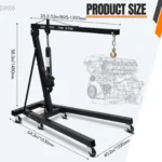 Garvee 4400 lbs Engine Hoist, 2-Ton Heavy-Duty Folding Cherry Picker Hydraulic Shop Crane with 6 Casters for Garage, Workshop, and Warehouse, Black - Image 5